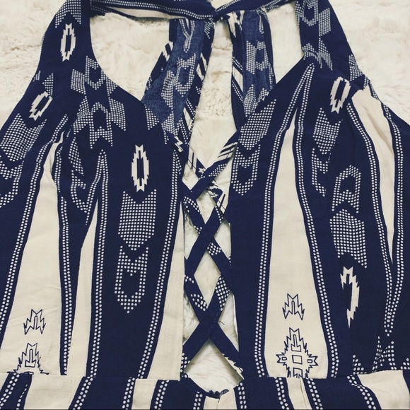 🖤 LF Rumor Boutique Blue Tribal Romper - Picture 6 of 8